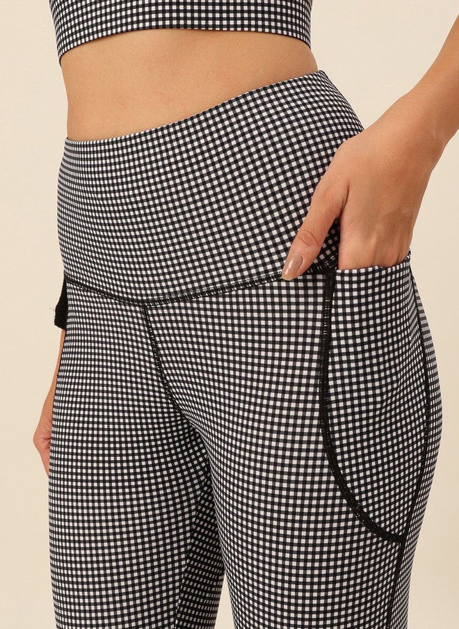 CUKOO Women Checked High Rise Rapid Dry Training Tights - Image 5